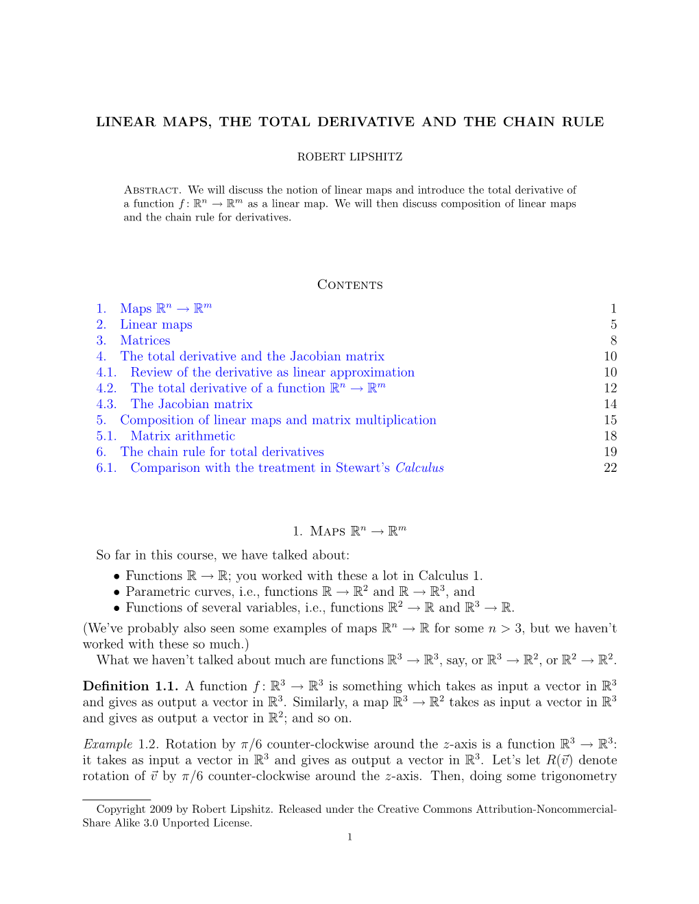 Linear Maps, the Total Derivative, And