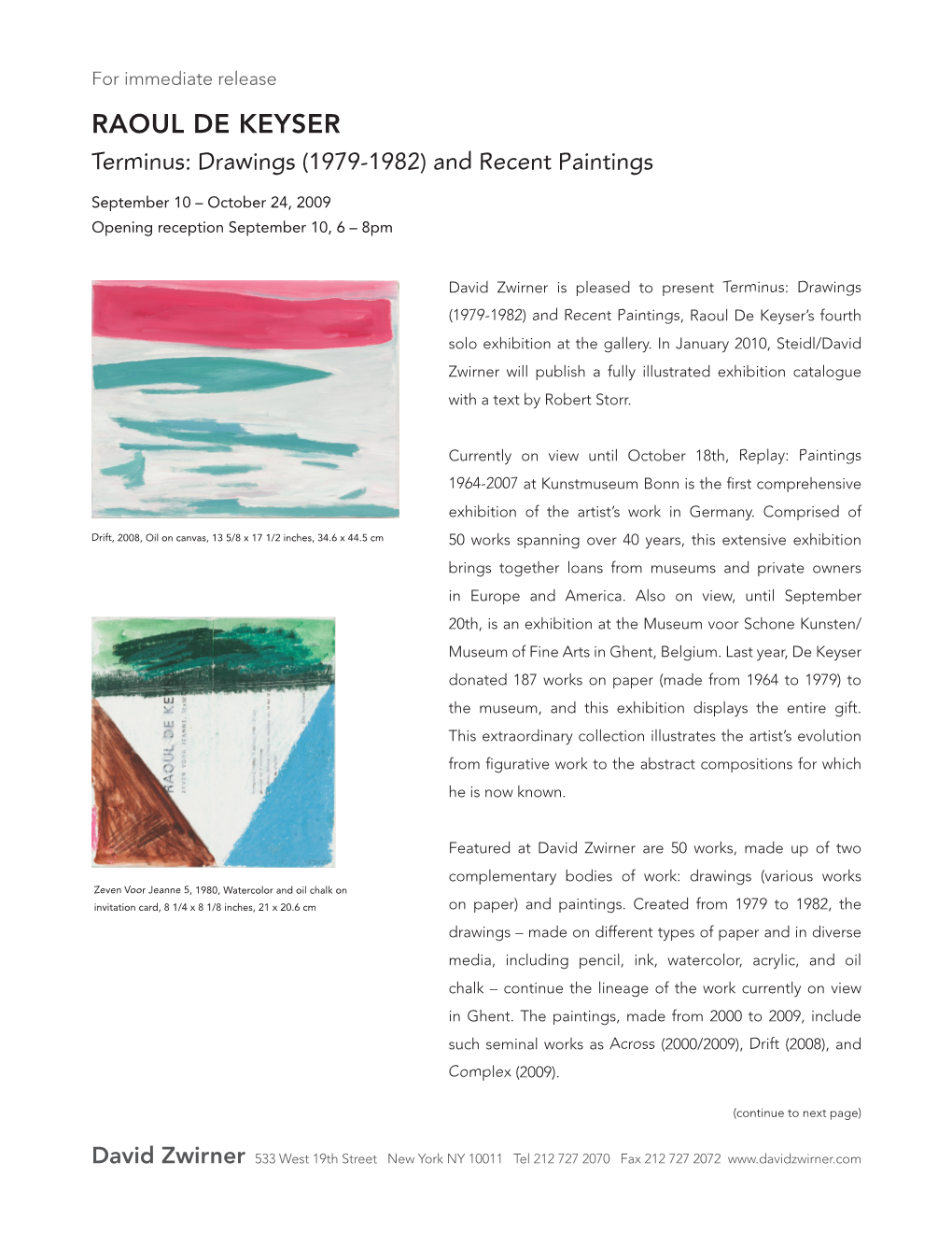 Raoul De Keyser Terminus: Drawings (1979-1982) and Recent Paintings