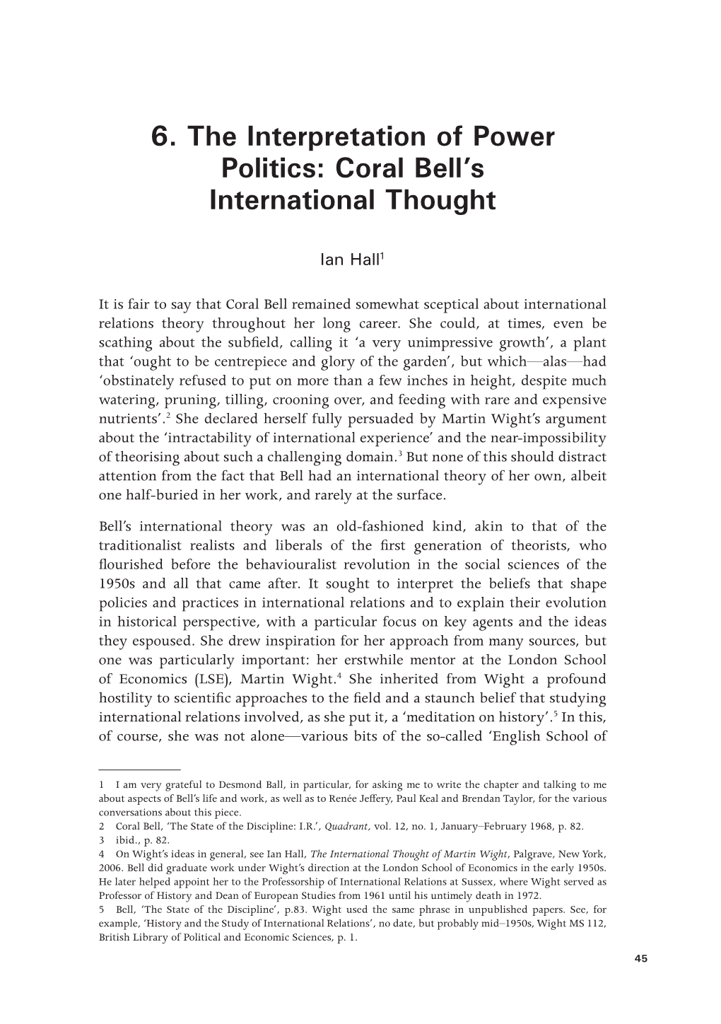 Coral Bell's International Thought
