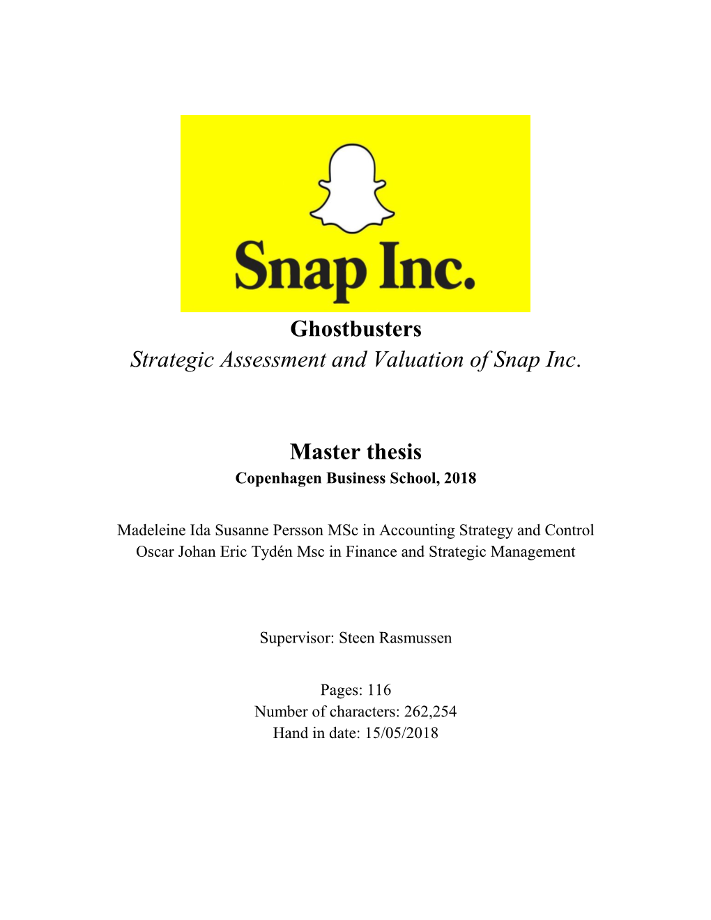 Ghostbusters Strategic Assessment and Valuation of Snap Inc. Master