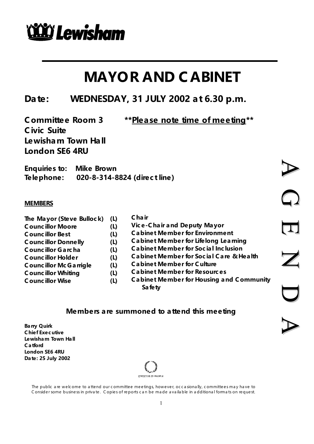 Mayor & Cabinet