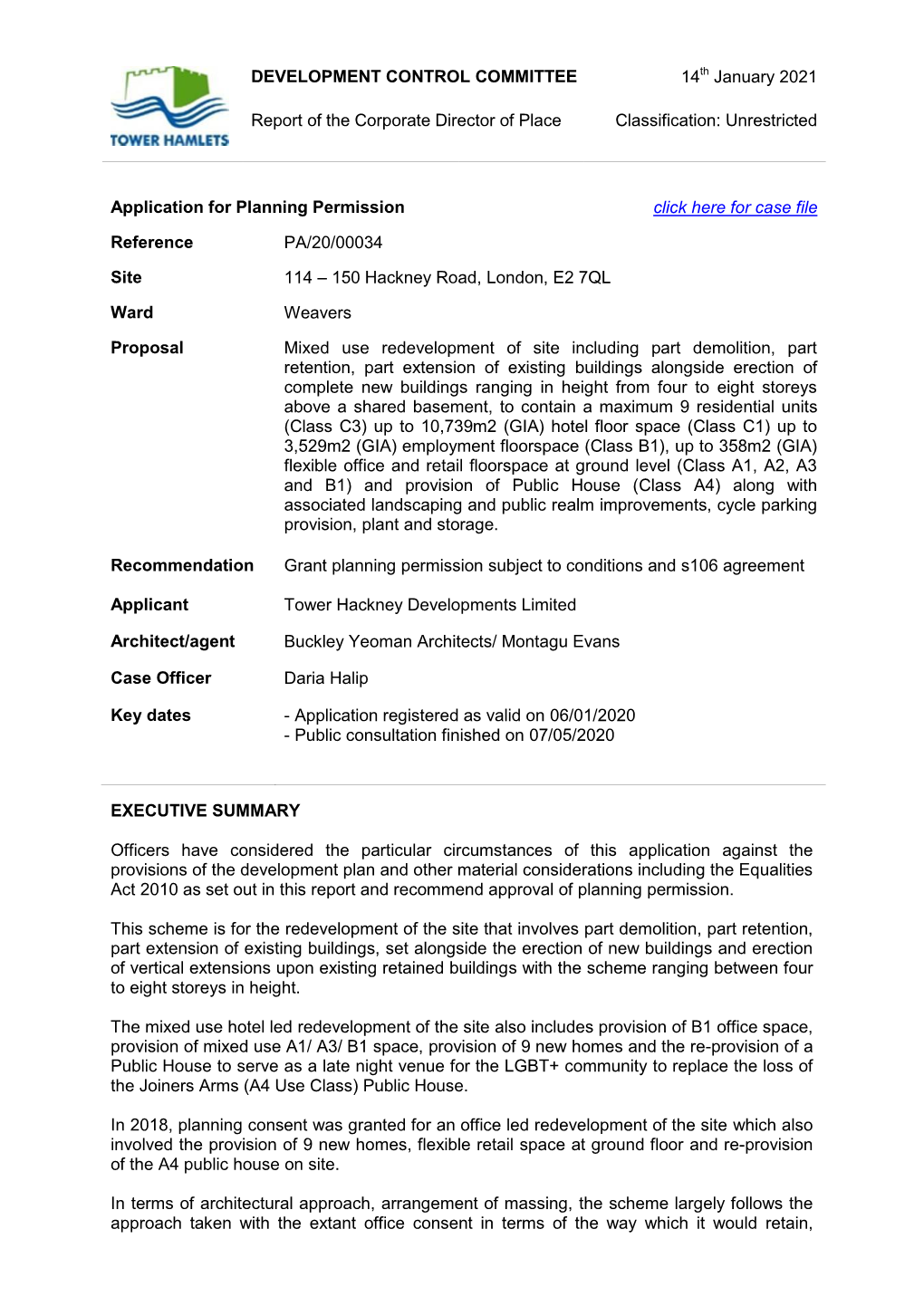 Hackney Road Report 14012021 Development Committee.Pdf