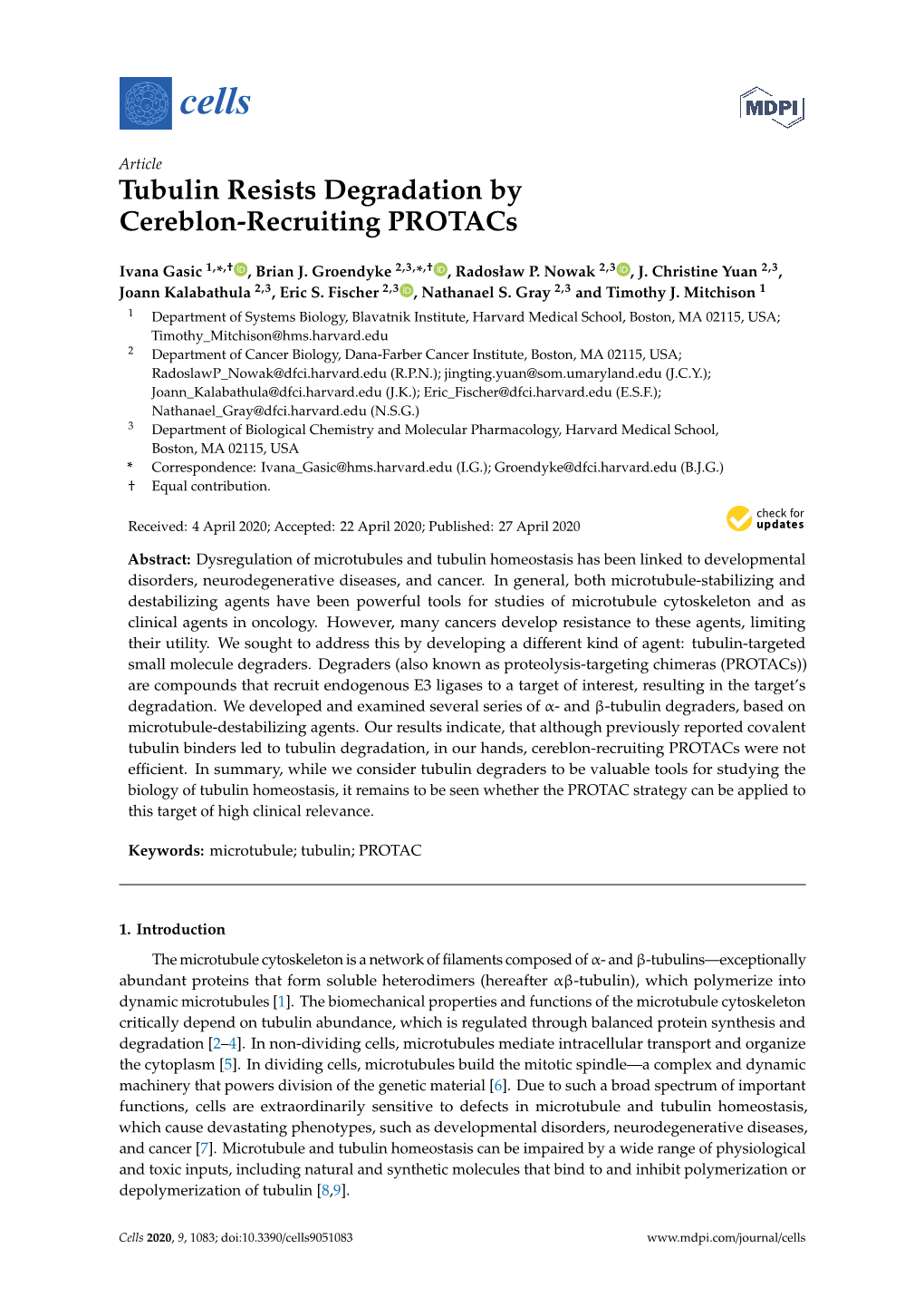 Tubulin Resists Degradation by Cereblon-Recruiting Protacs