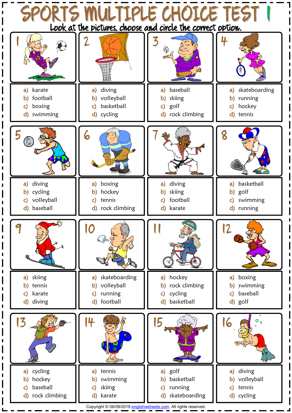 Sports Multiple Choice Test 1