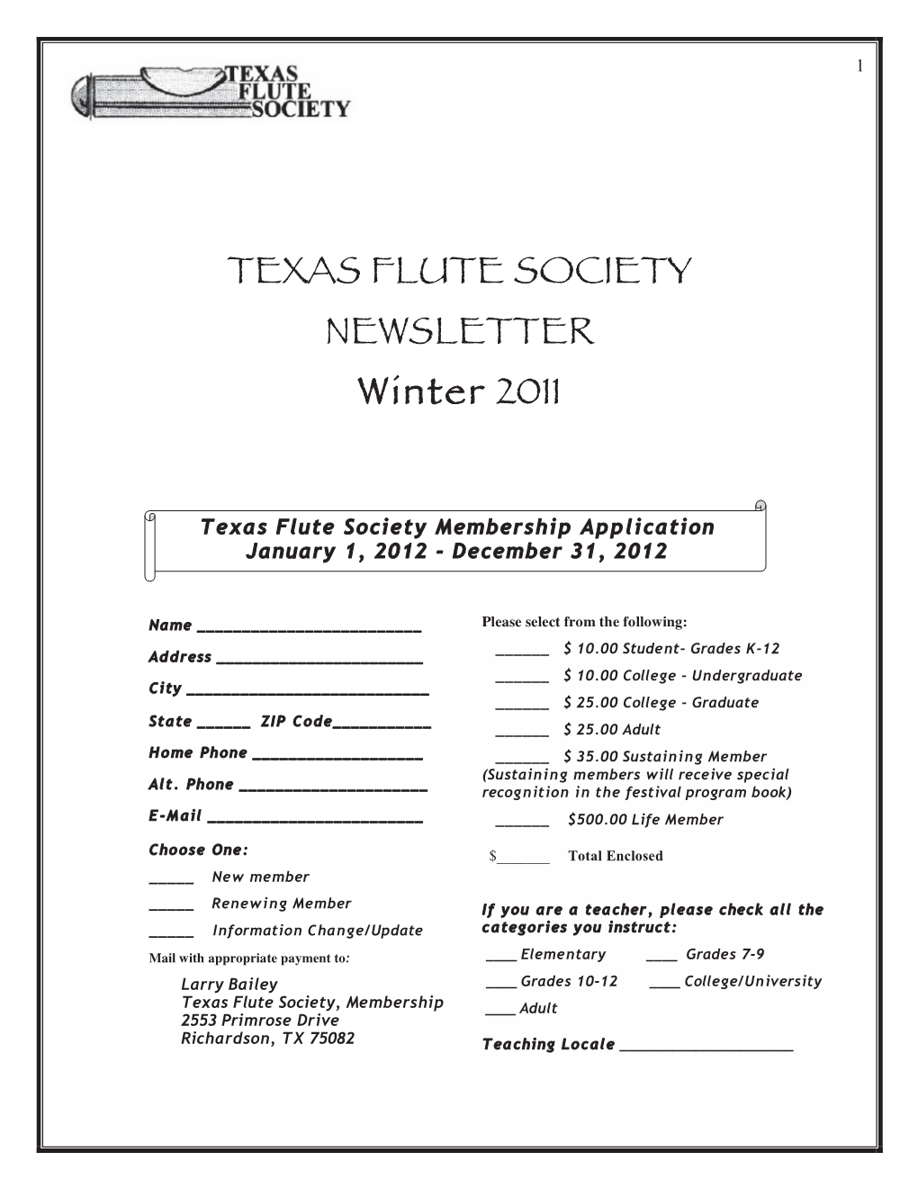 TFS 2011 Winter Newsletter