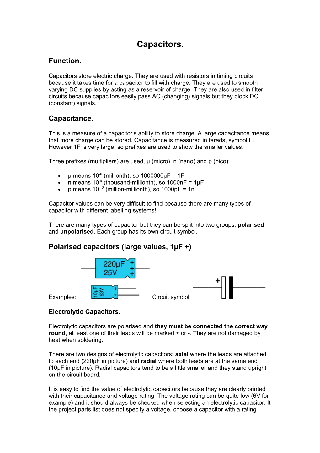 Three Prefixes (Multipliers) Are Used, Μ (Micro), N (Nano) and P (Pico)