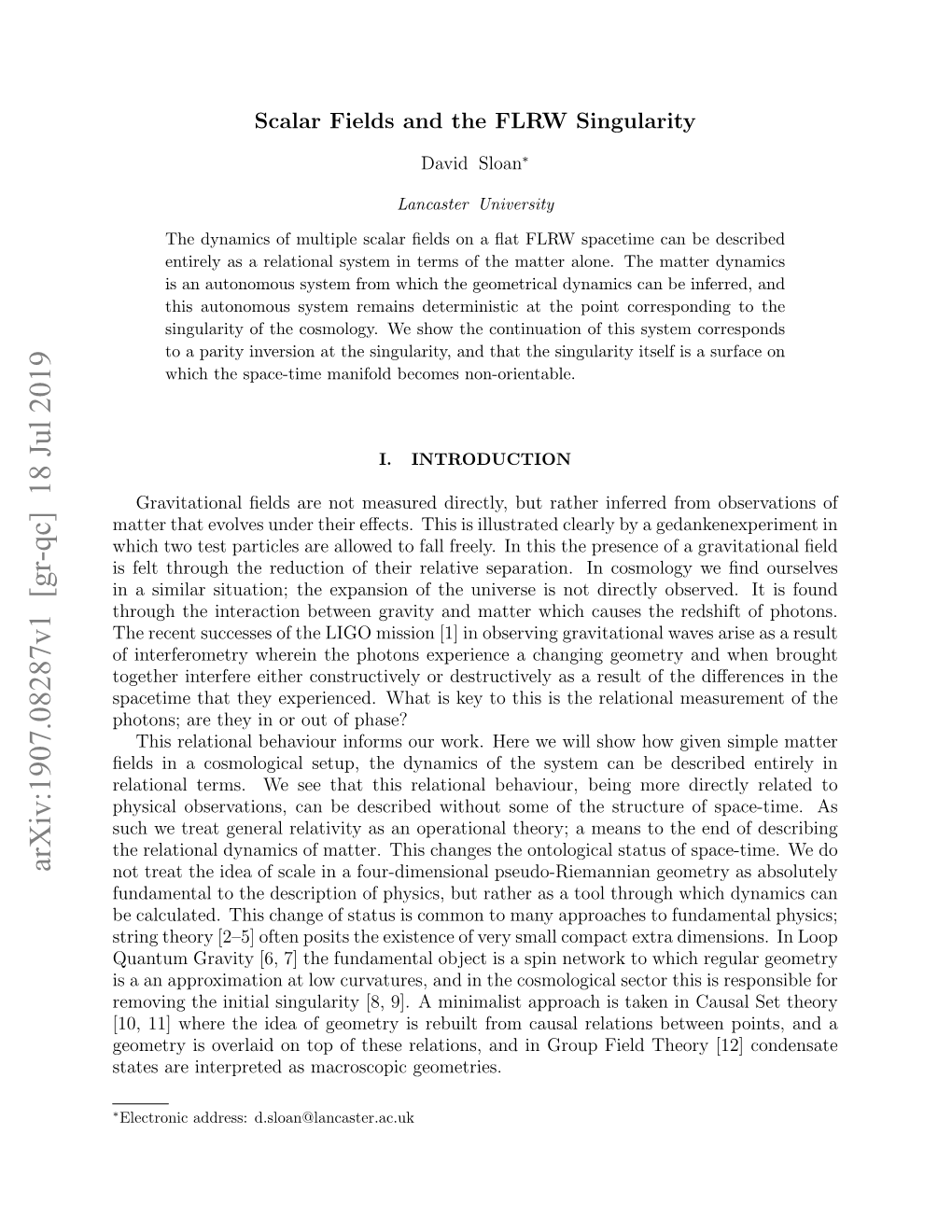 Arxiv:1907.08287V1 [Gr-Qc] 18 Jul 2019