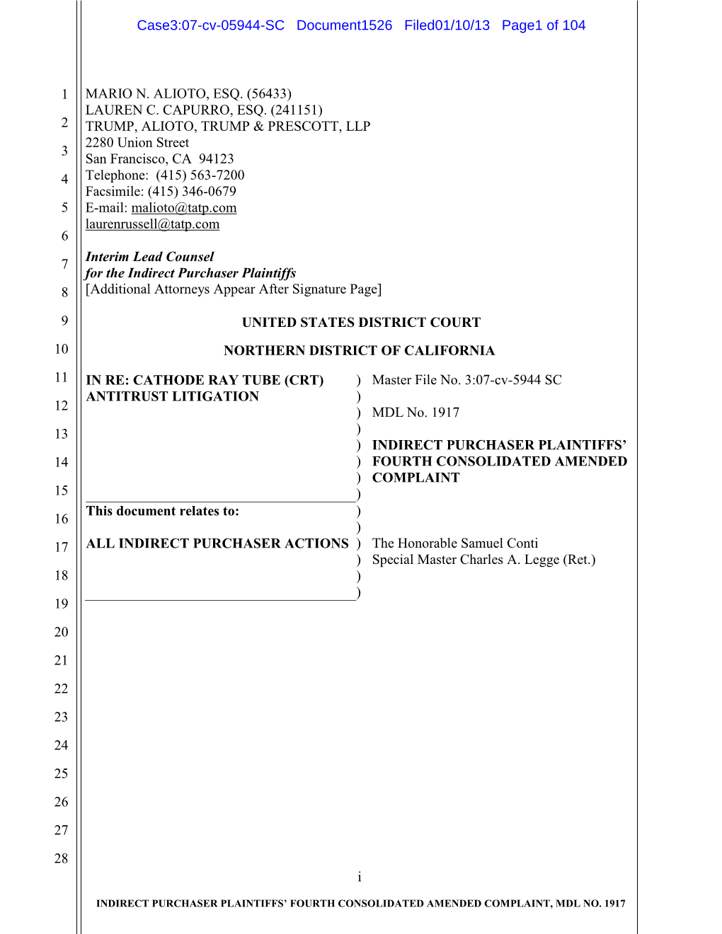 Case3:07-Cv-05944-SC Document1526 Filed01/10/13 Page1 of 104