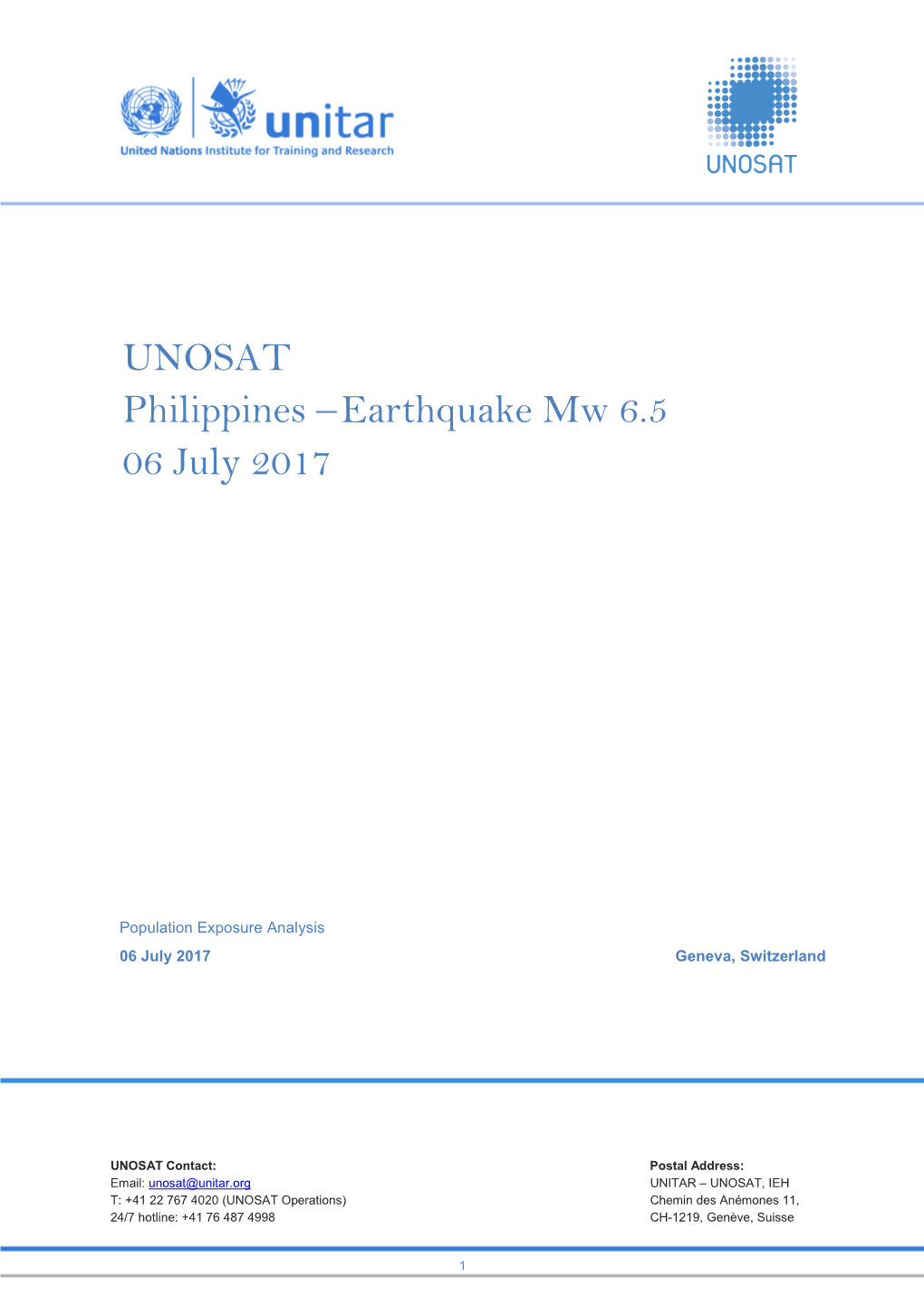 UNOSAT Philippines – Earthquake Mw 6.5 06 July 2017