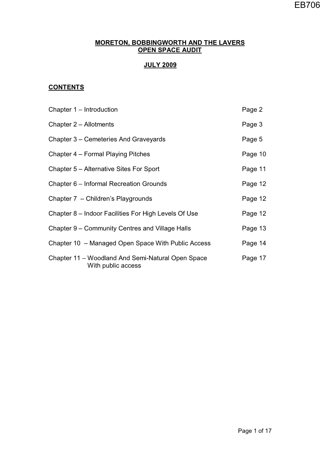 Moreton and Bobbingworth Final Audit