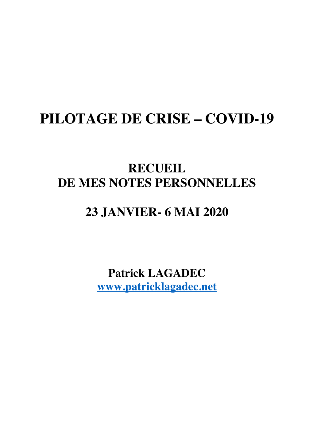 Pilotage De Crise – Covid-19