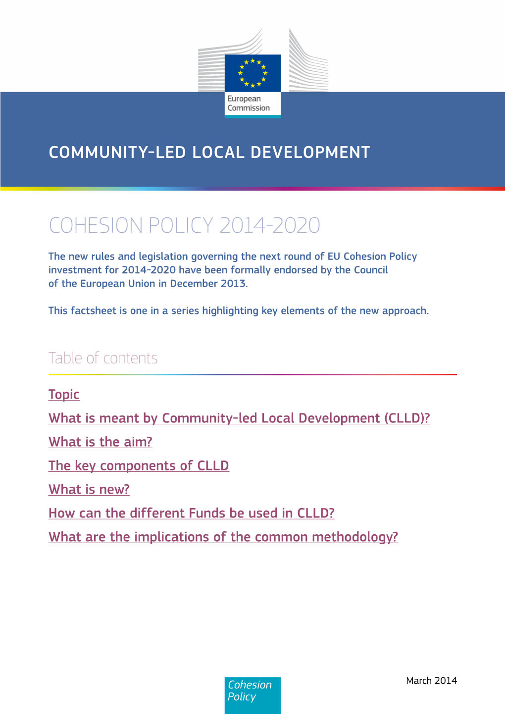 Cohesion Policy 2014-2020