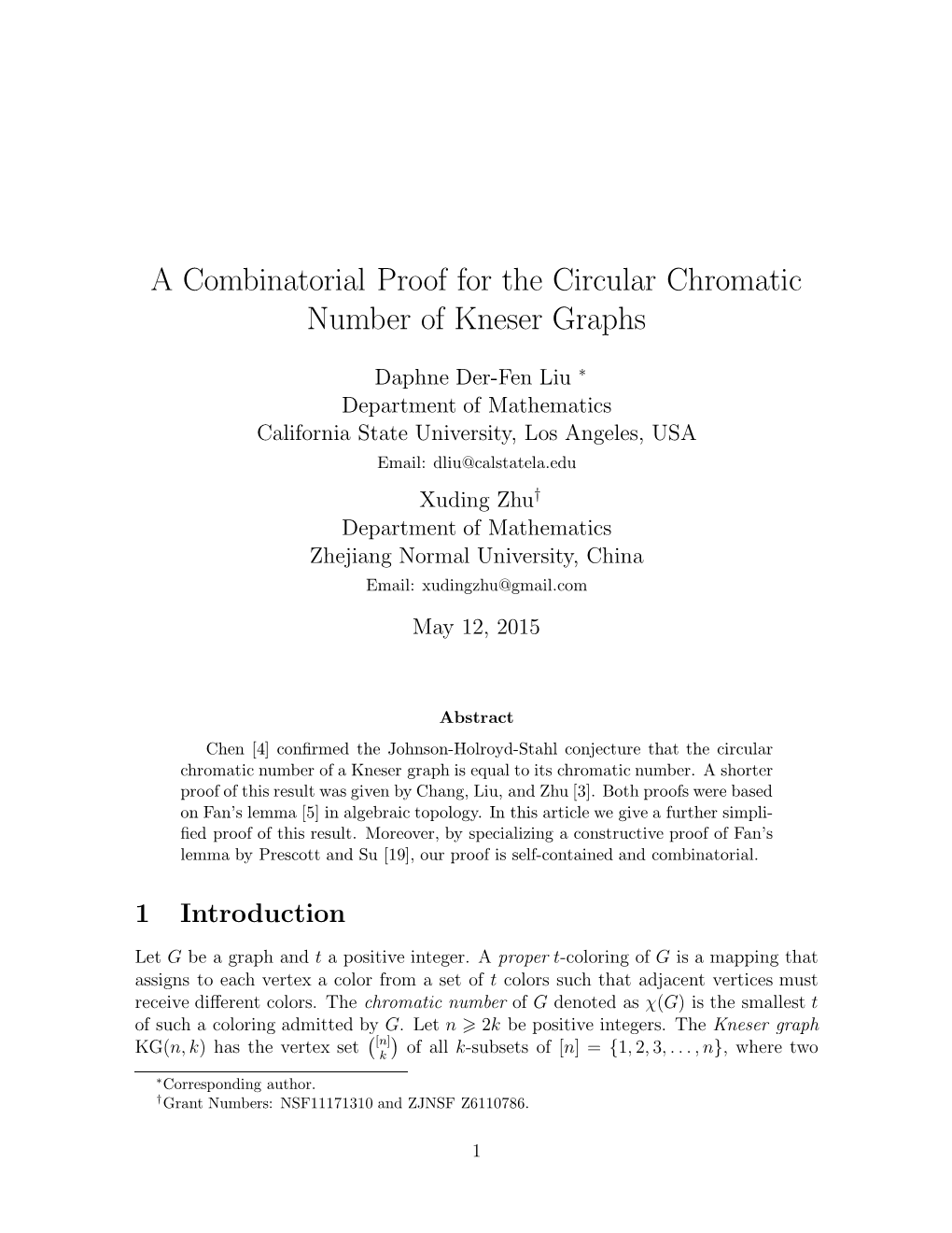 A Combinatorial Proof for the Circular Chromatic Number of Kneser Graphs