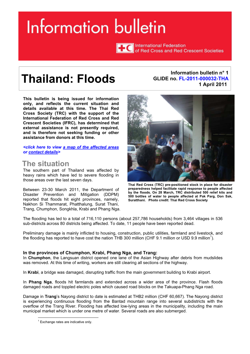 Thailand: Floods 1 April 2011