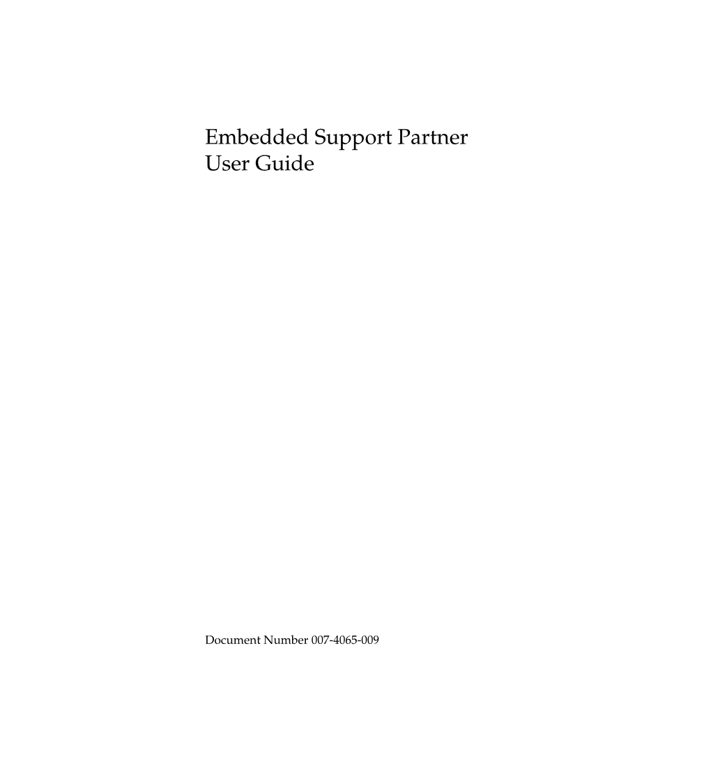 Embedded Support Partner User Guide