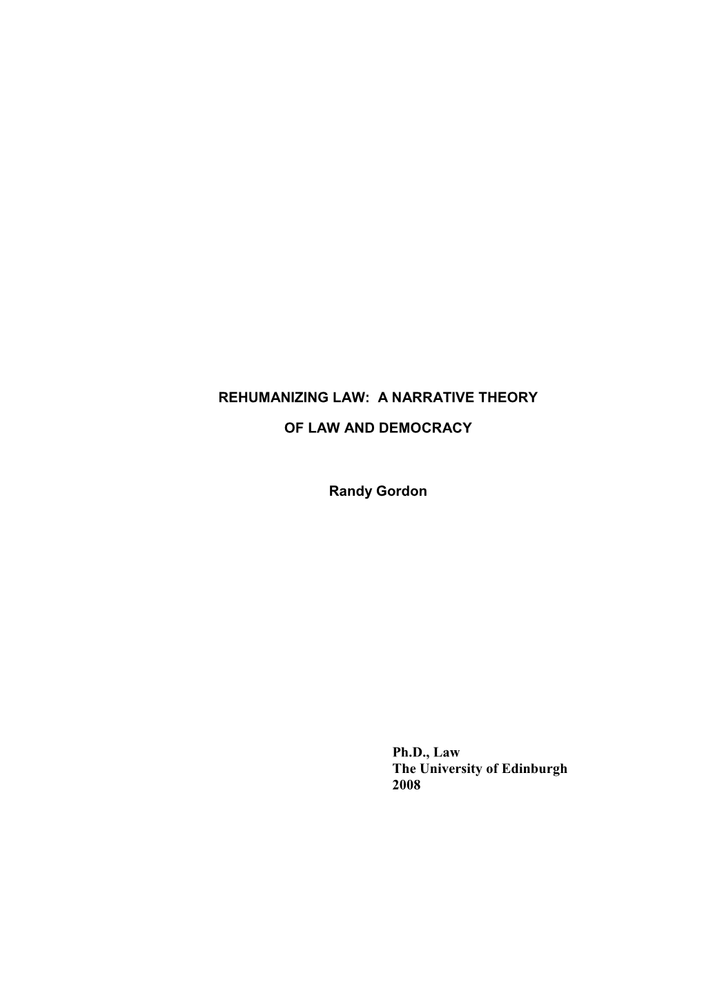 Rehumanizing Law: a Narrative Theory