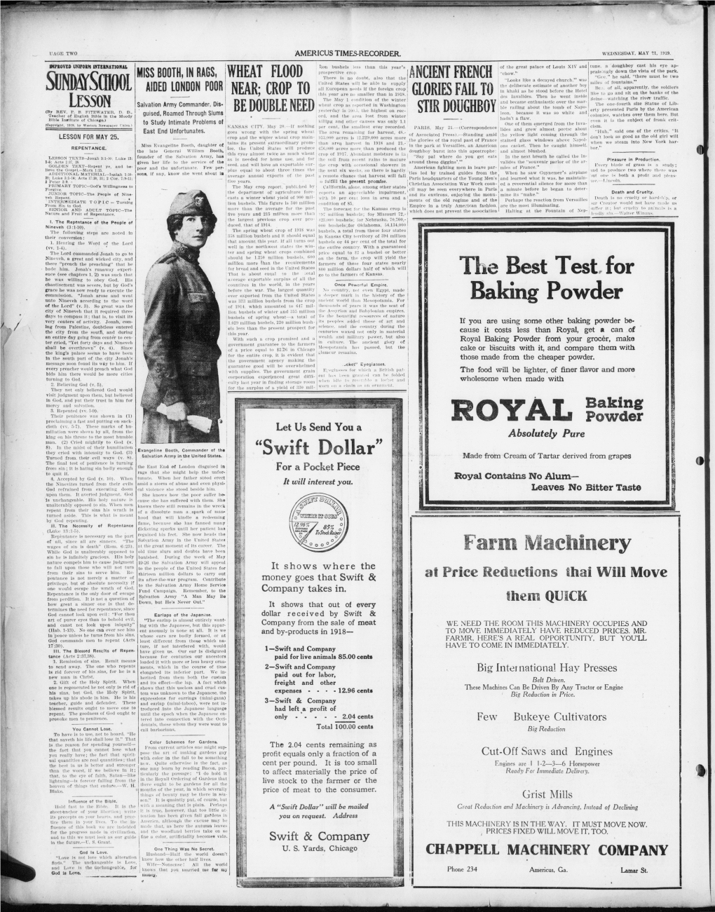 Sijndaysdkmti AIDED LONDON POOR in Khaki As He Stood Before the Go and Sit on the Banks of the NEAR; CROP to This Year Are No Smaller Than in 1918