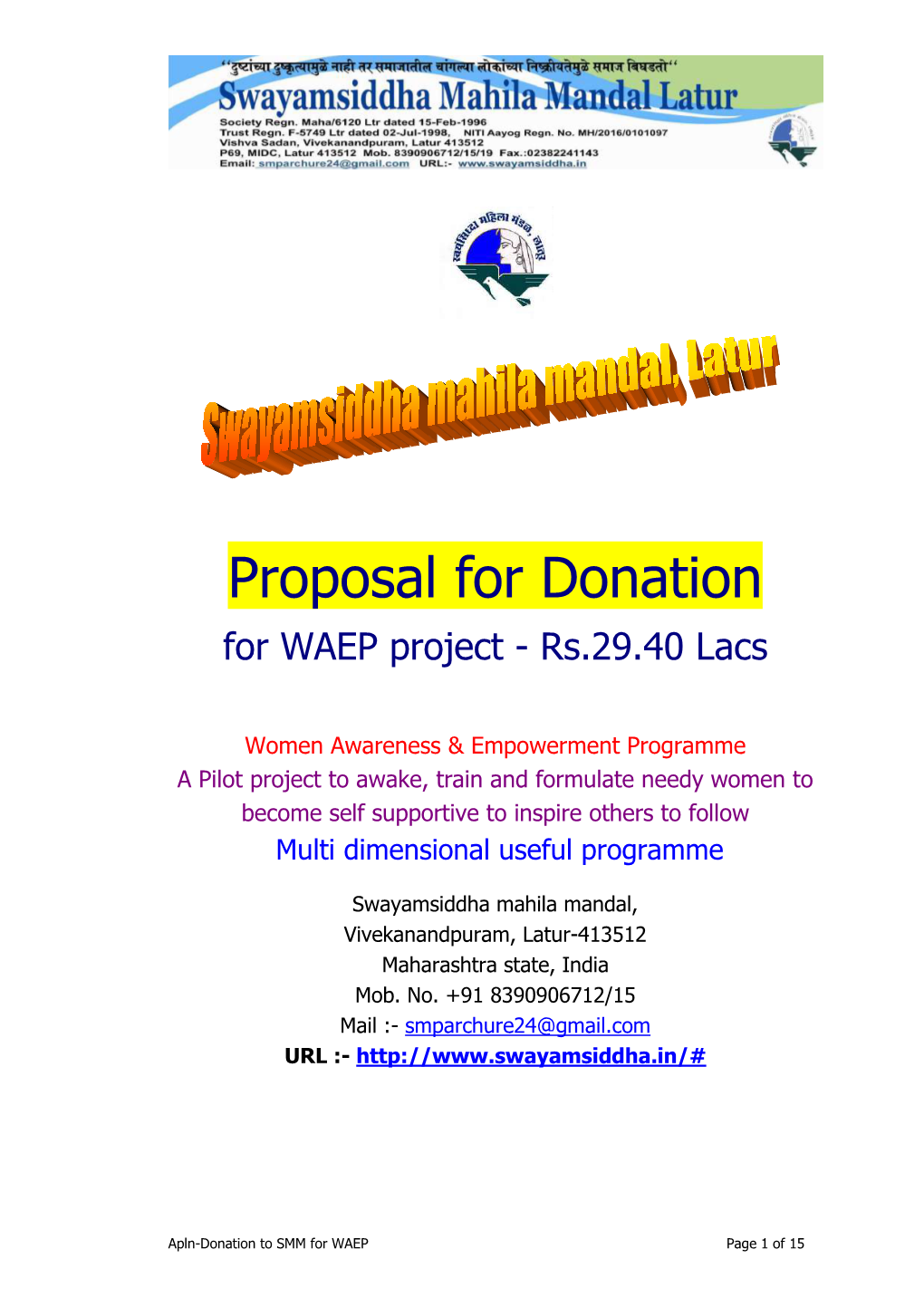 Apln-Donation to SMM for WAEP Page 1 of 15