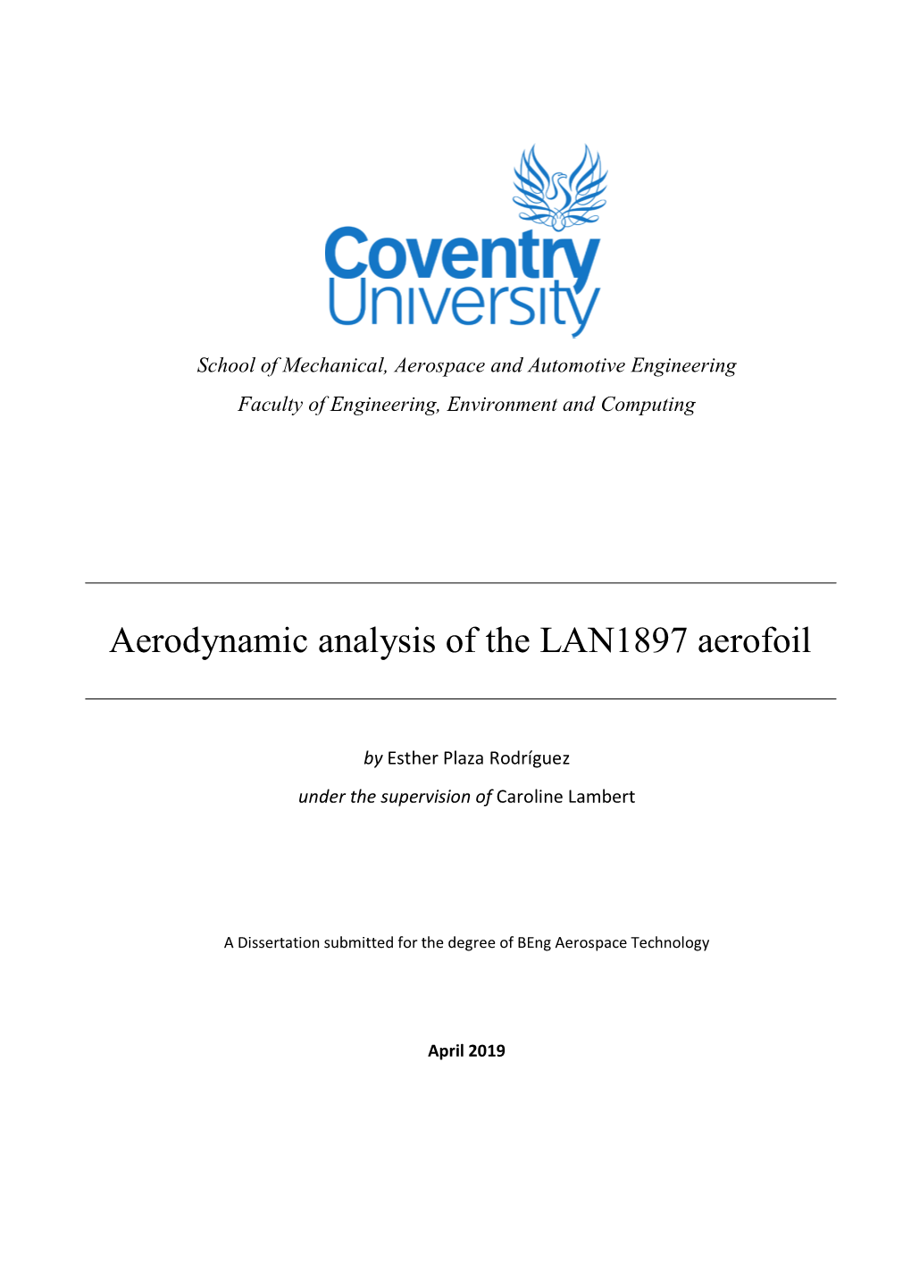 Aerodynamic Analysis of the LAN1897 Aerofoil