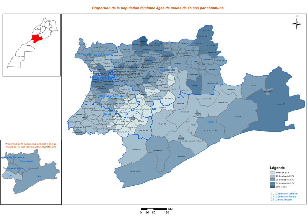 Proportion De La Population Féminine Âgée De Moins De 15 Ans Par Commune