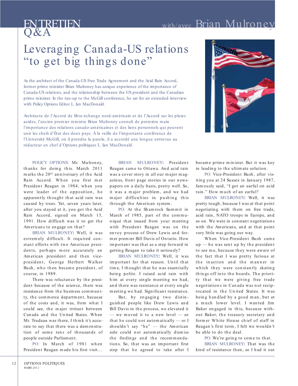 Leveraging Canada-US Relations “To Get Big Things Done” ENTRETIEN