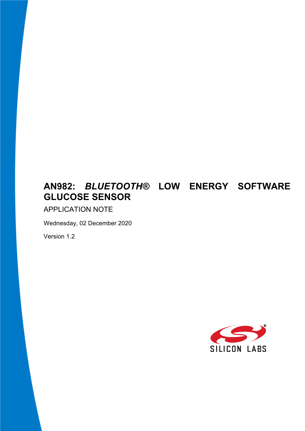 An982: Bluetooth® Low Energy Software Glucose Sensor Application Note