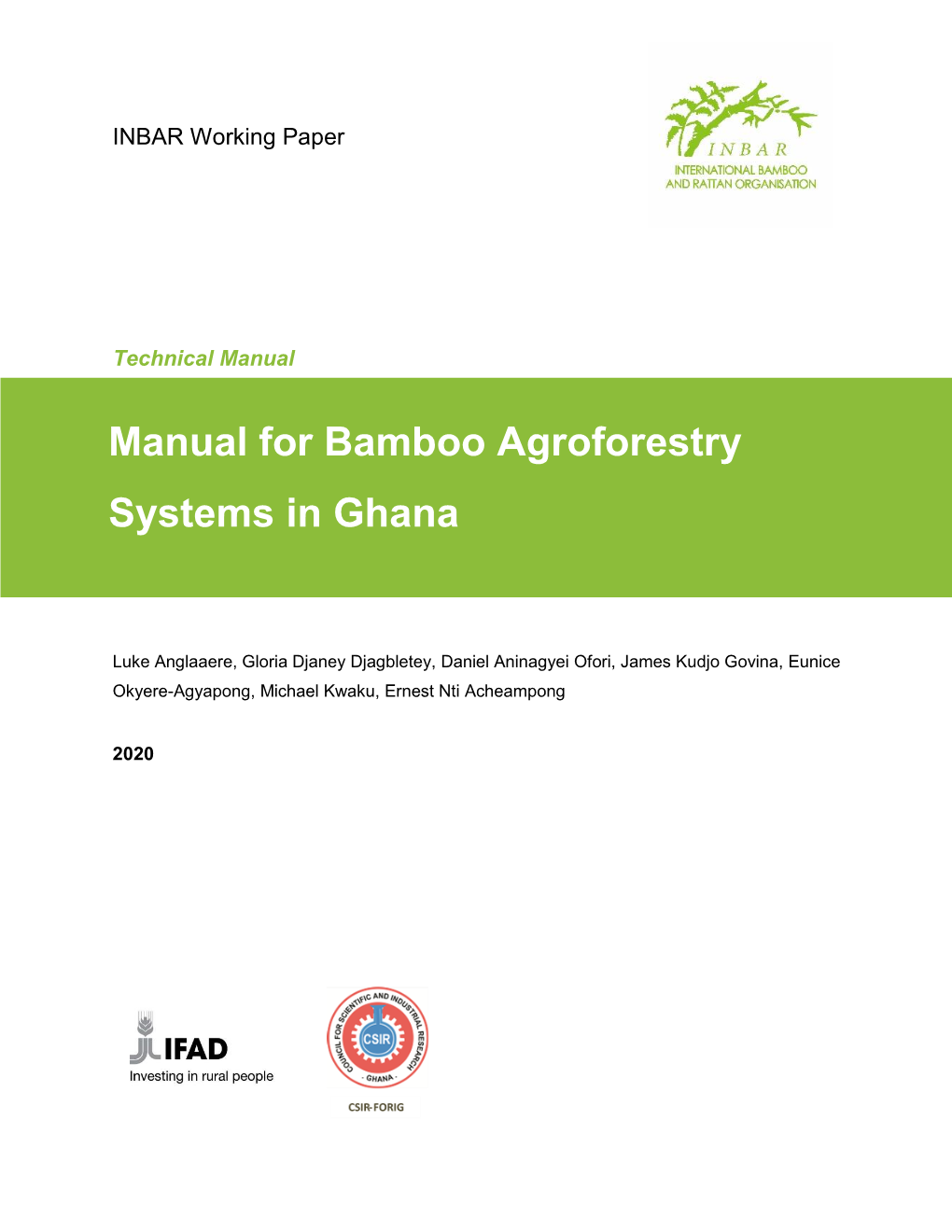 Manual for Bamboo Agroforestry Systems in Ghana