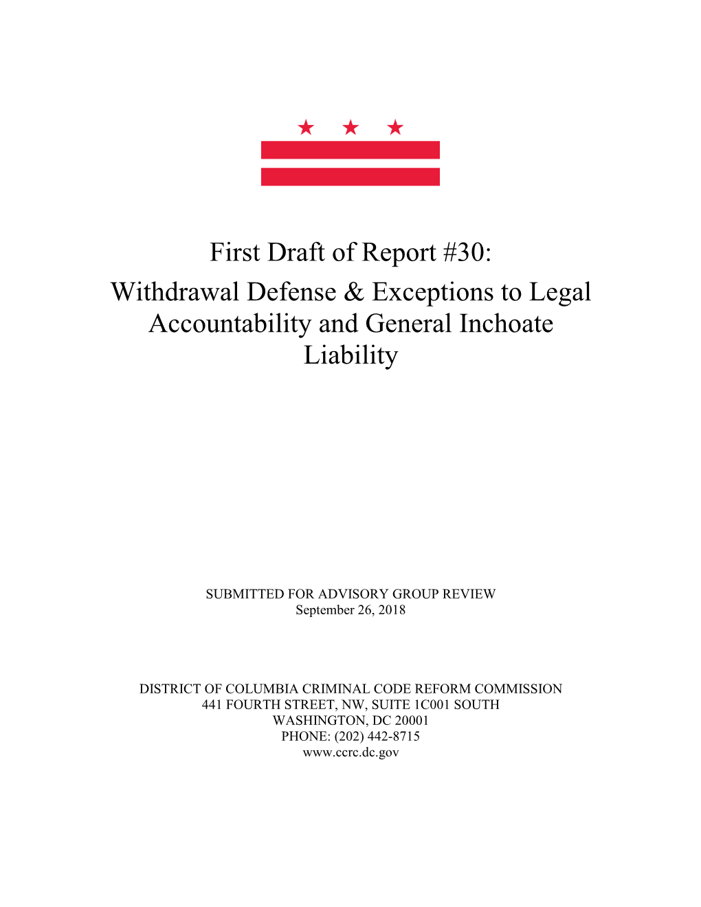 First Draft of Report #30: Withdrawal Defense & Exceptions to Legal