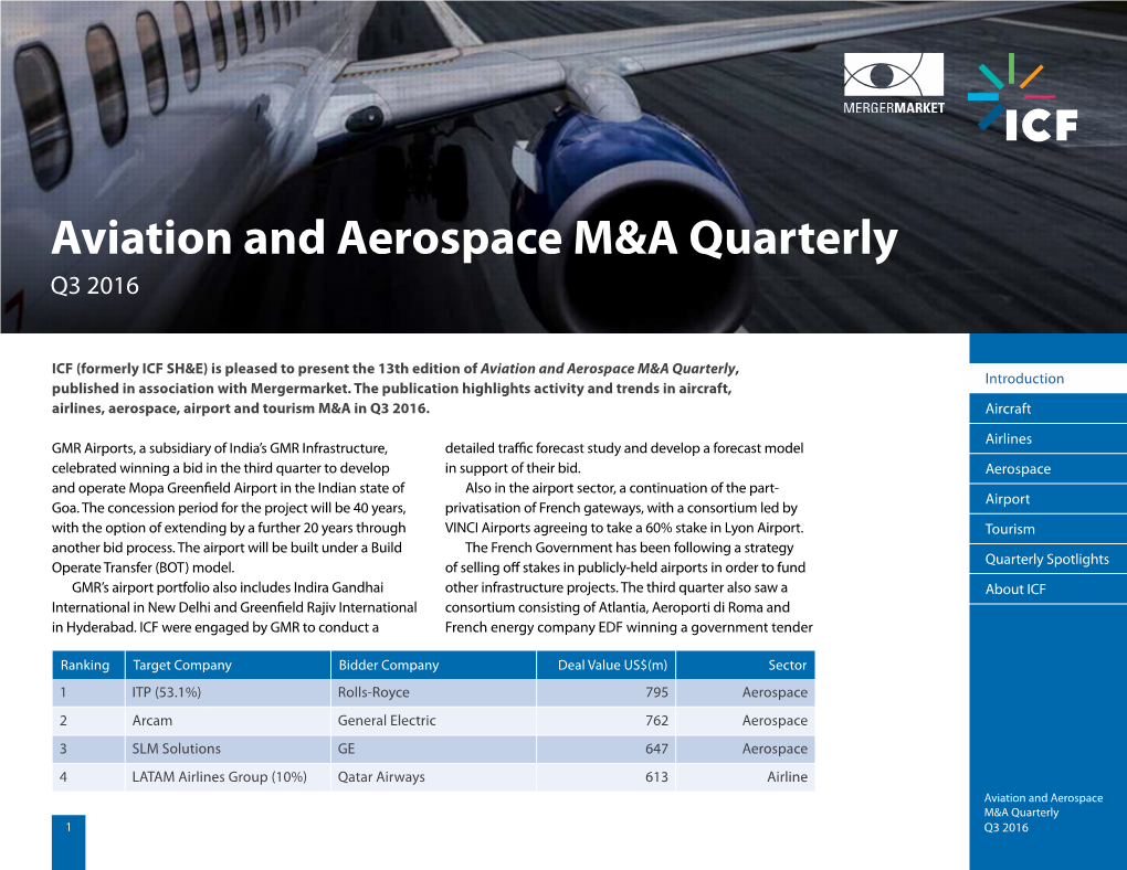 Aviation and Aerospace M&A Quarterly