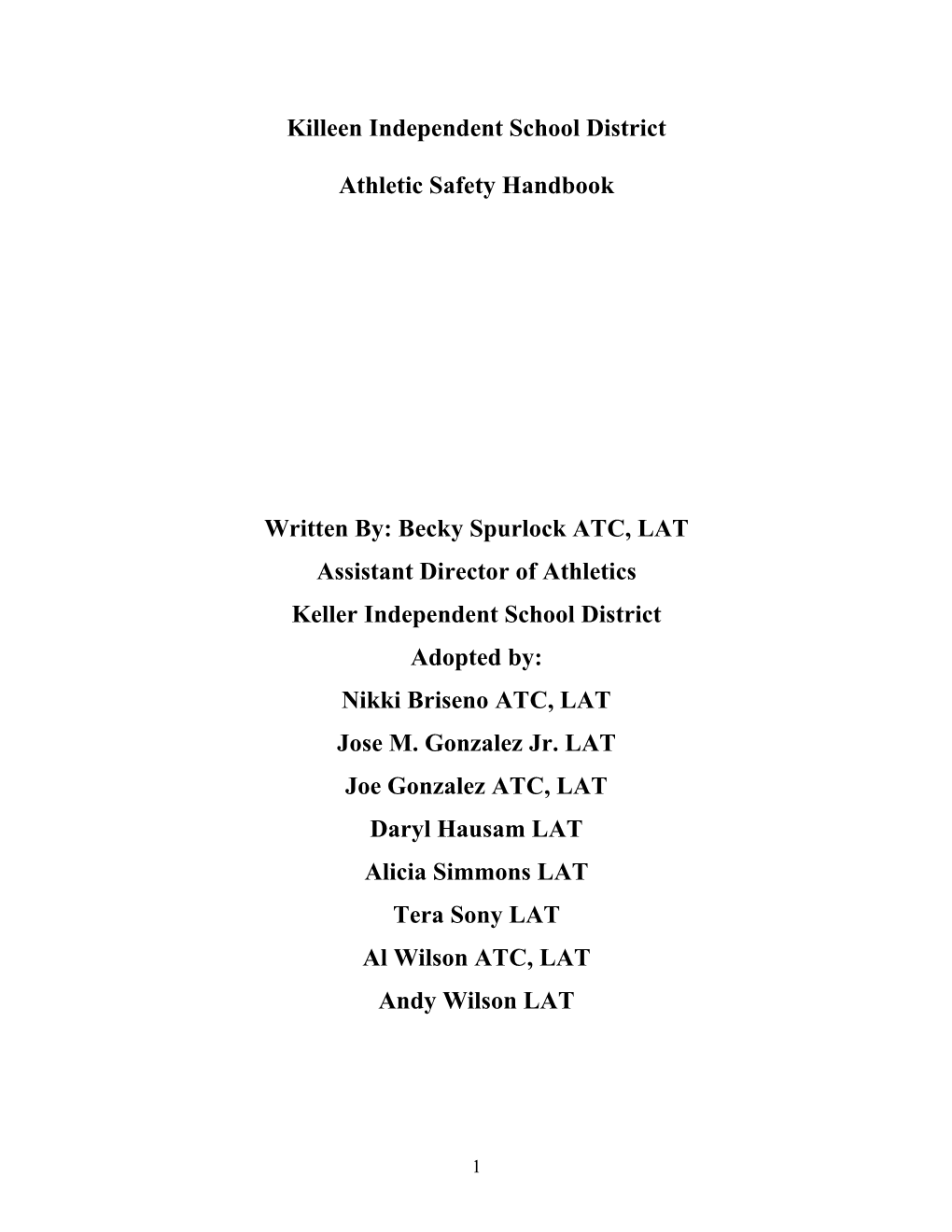 Athletics Safety Handbook