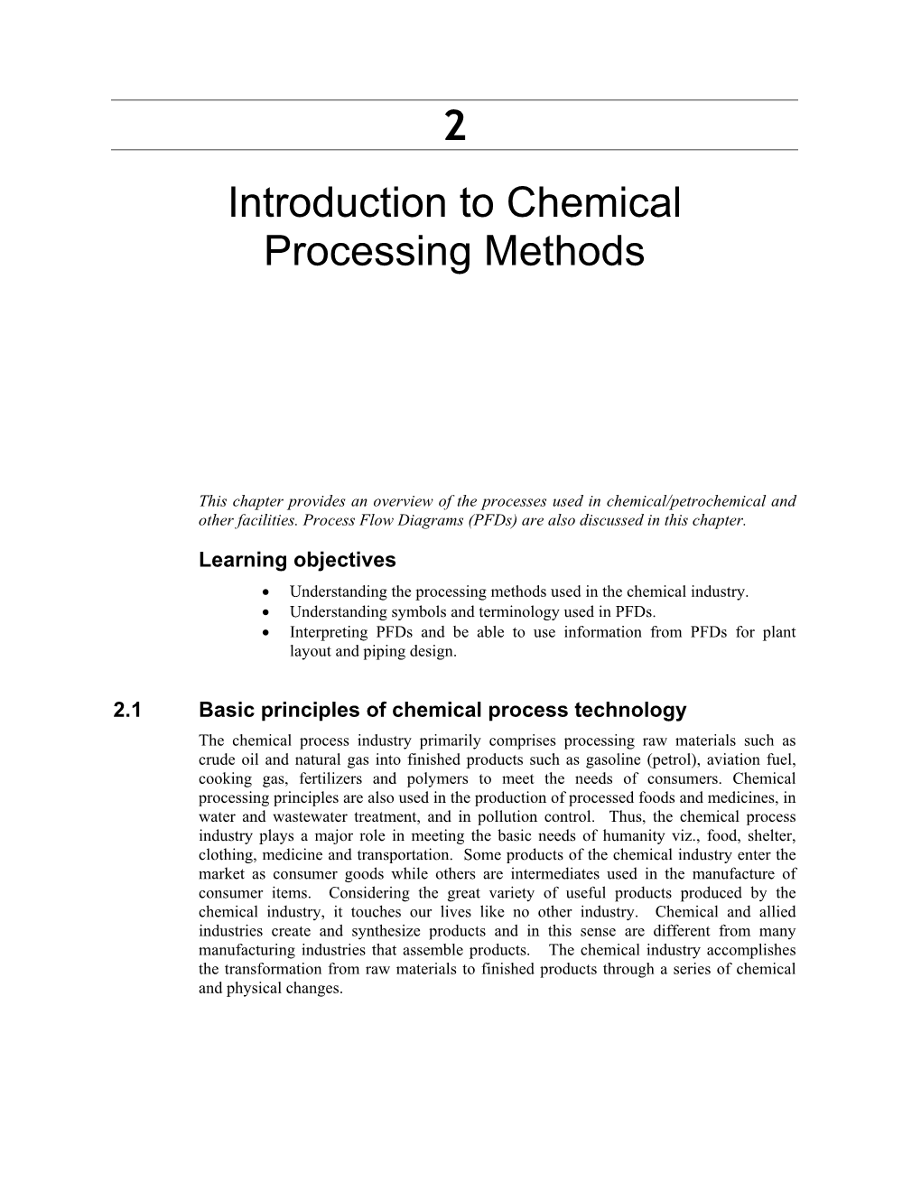 2 Introduction to Chemical Processing Methods