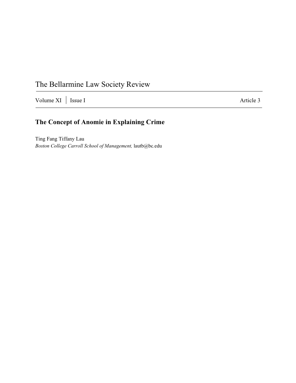 The Bellarmine Law Society Review