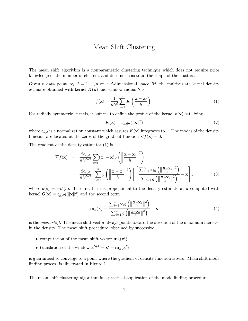 Mean Shift Clustering