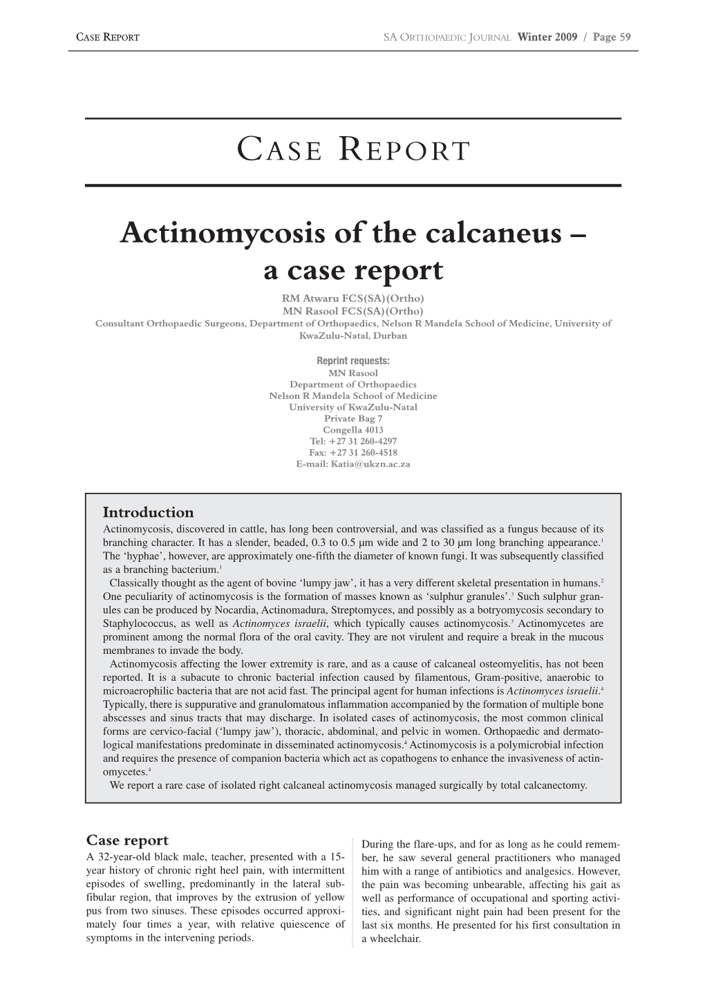 Actinomycosis of the Calcaneus