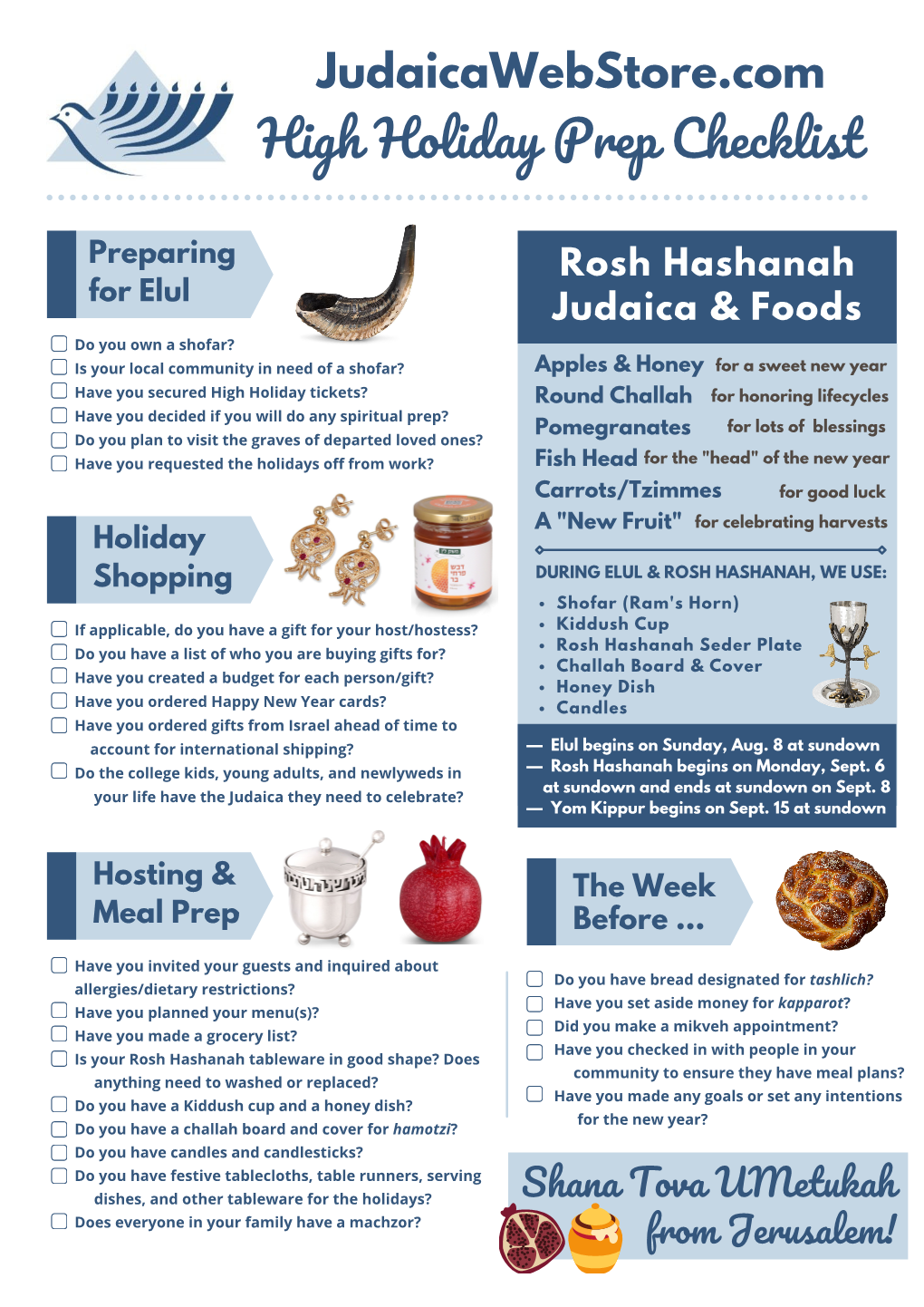 Rosh Hashanah Prep Checklist