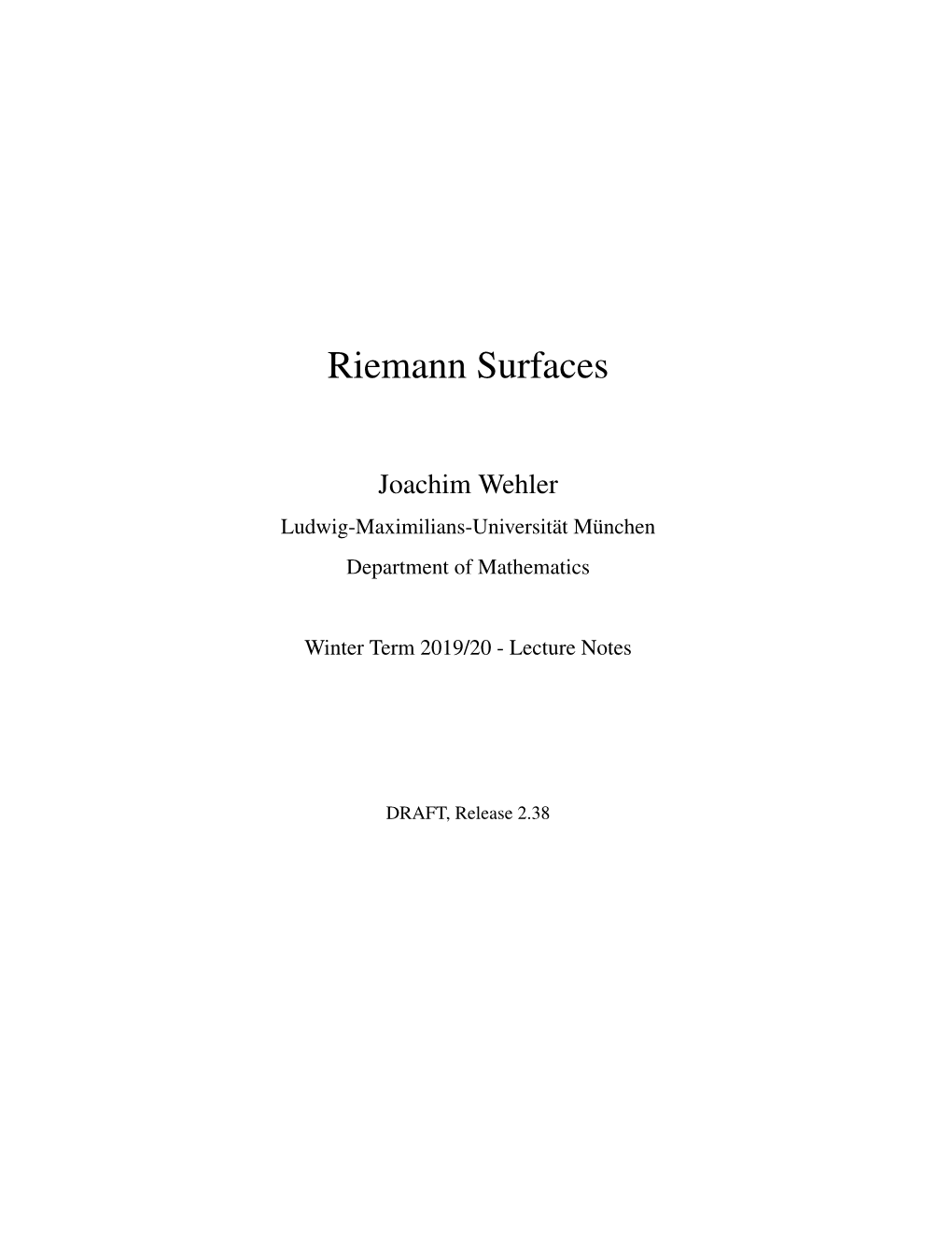 Riemann Surfaces