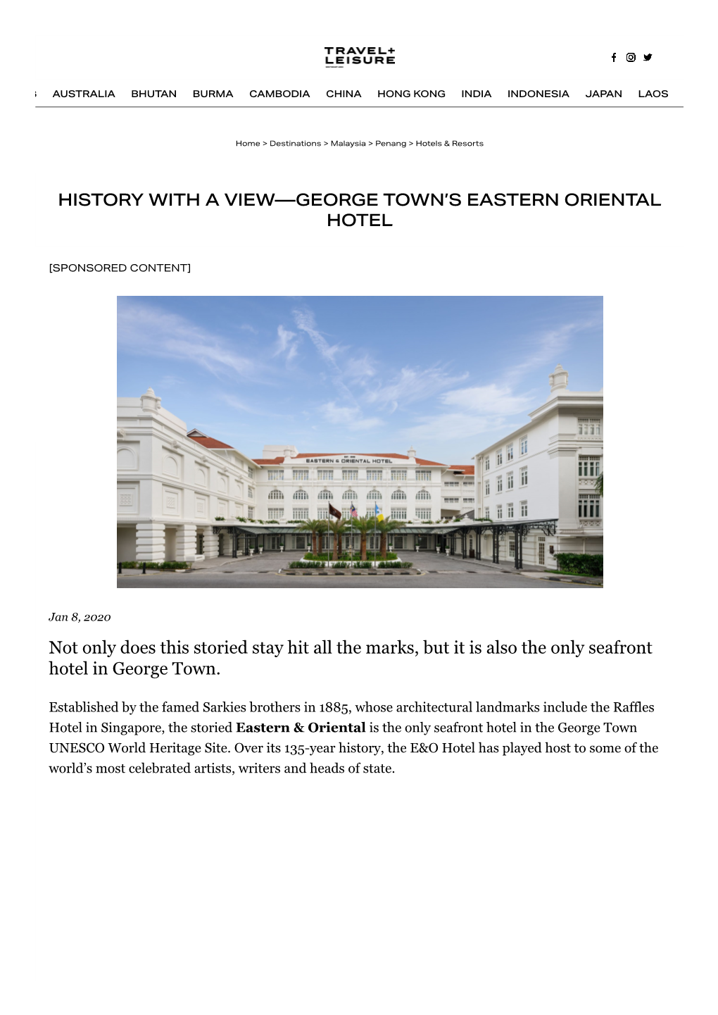 History with a View—George Town's Eastern Oriental