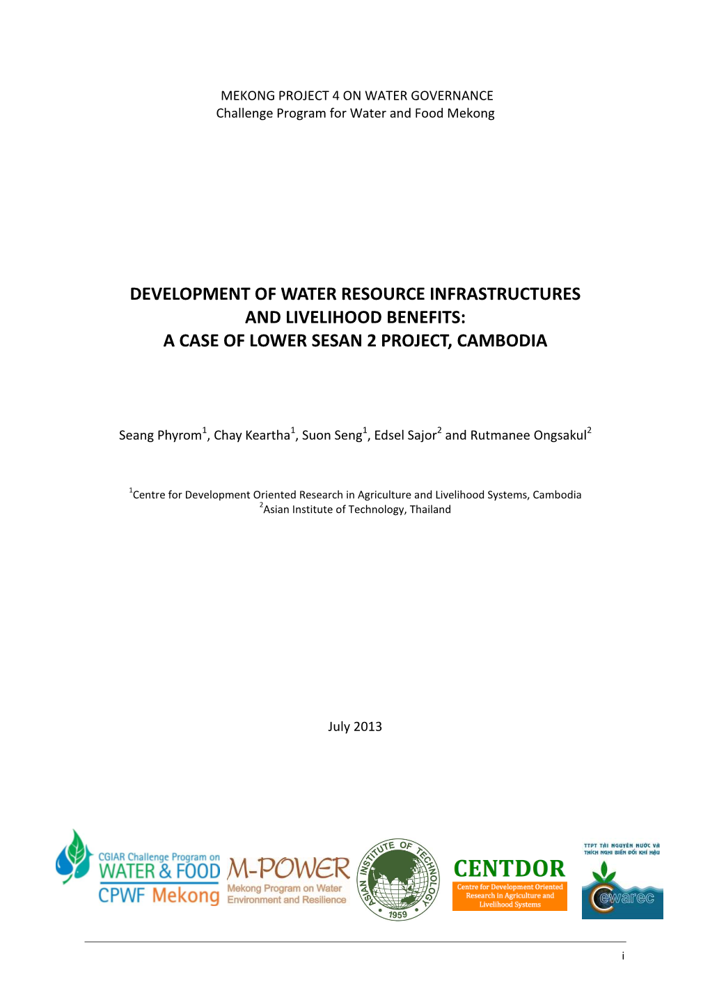 Development of Water Resource Infrastructures and Livelihood Benefits: a Case of Lower Sesan 2 Project, Cambodia