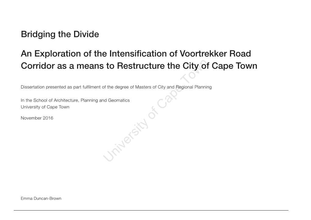 An Exploration of the Itensification of Voortrekker Road Corridor As A