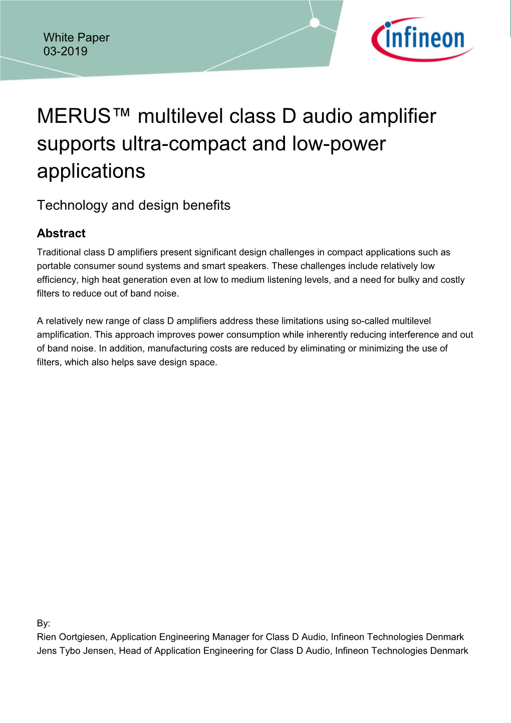 White Paper Audio Solutions MERUS™ Multilevel Class D Audio Amplifier