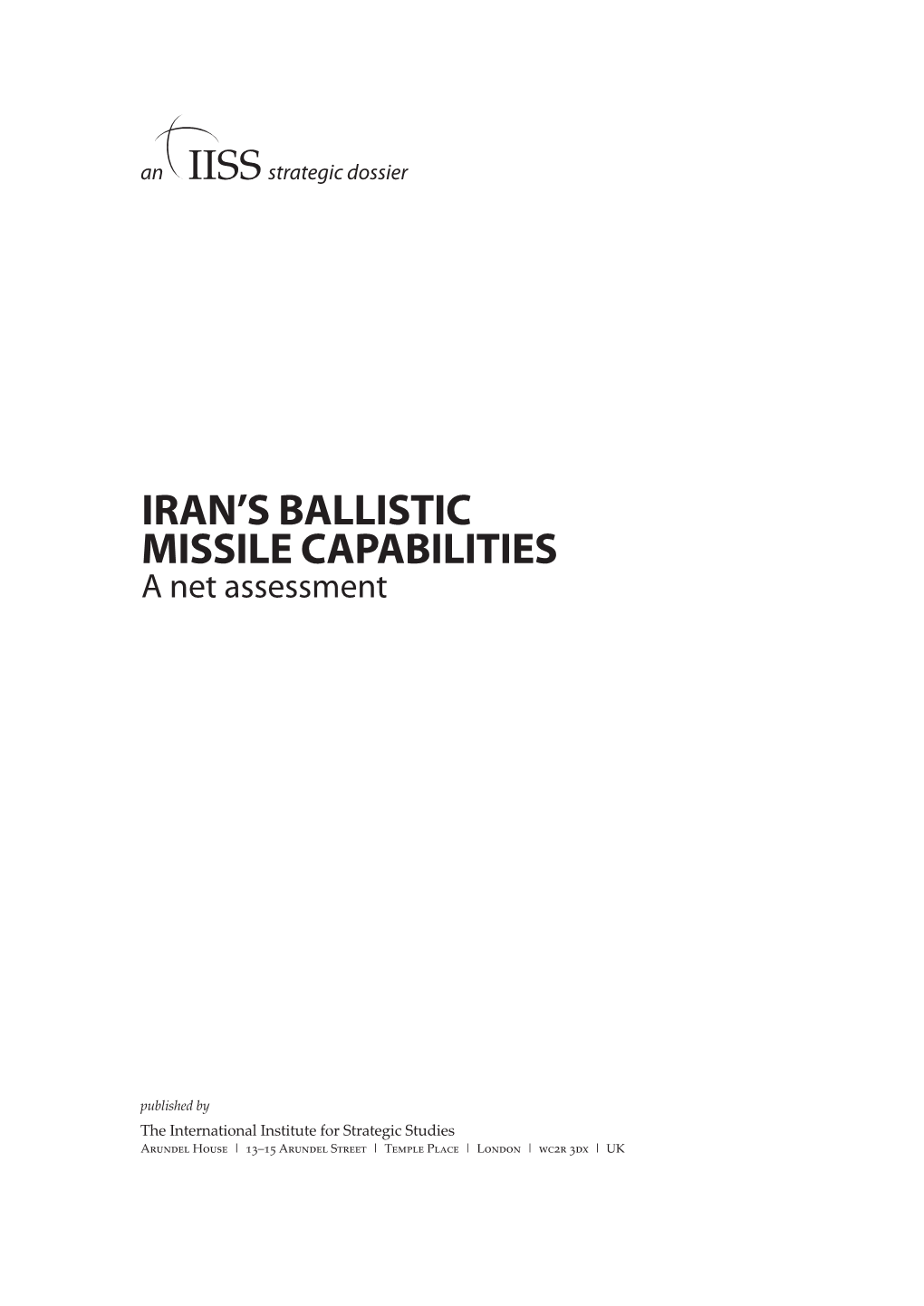 Iran's Ballistic Missile Capabilities