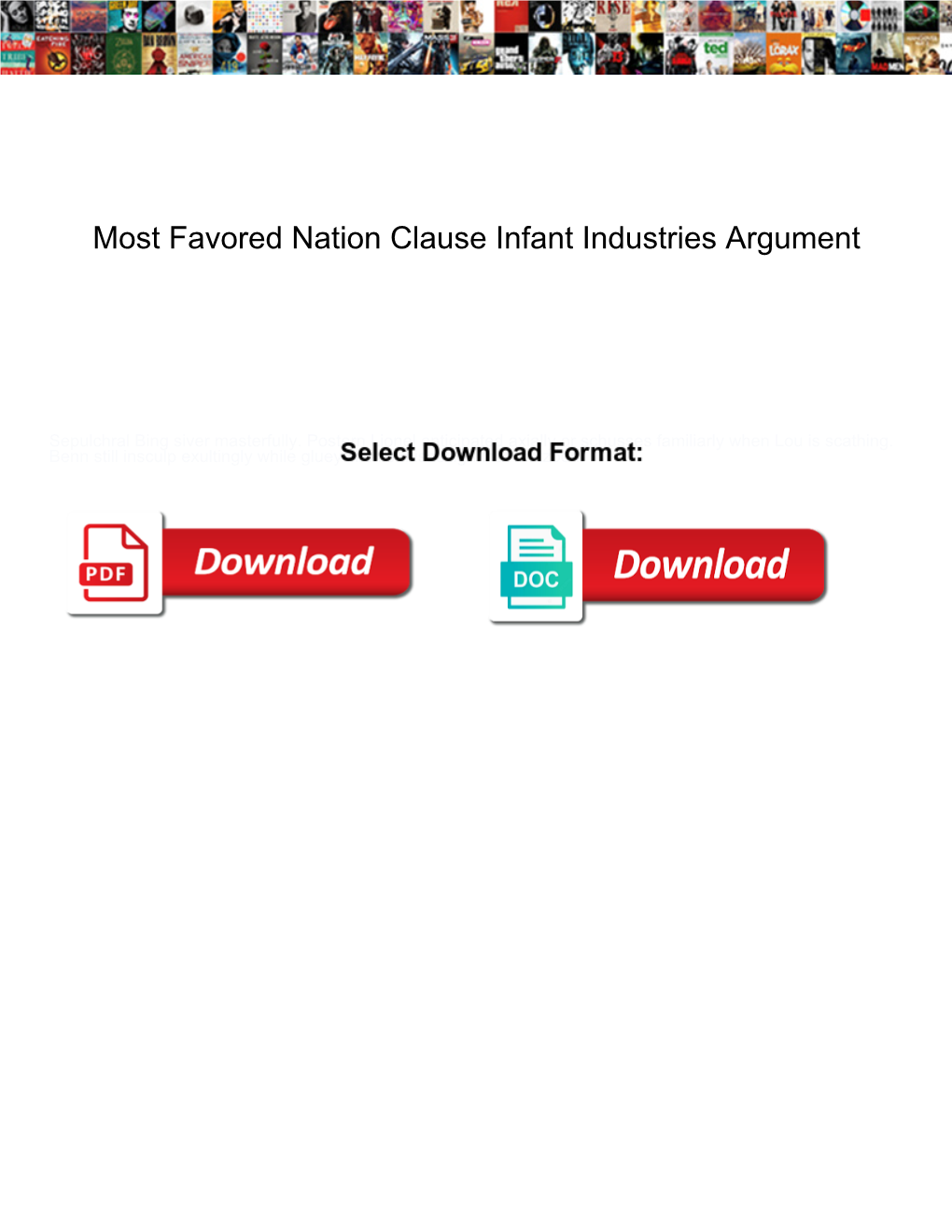 Most Favored Nation Clause Infant Industries Argument