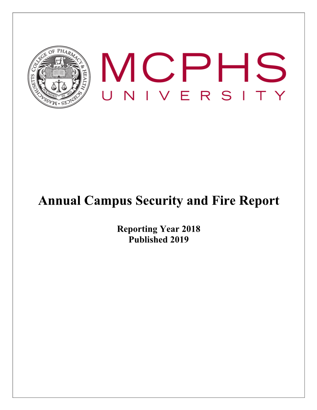 2019 MCPHS University Clery Report