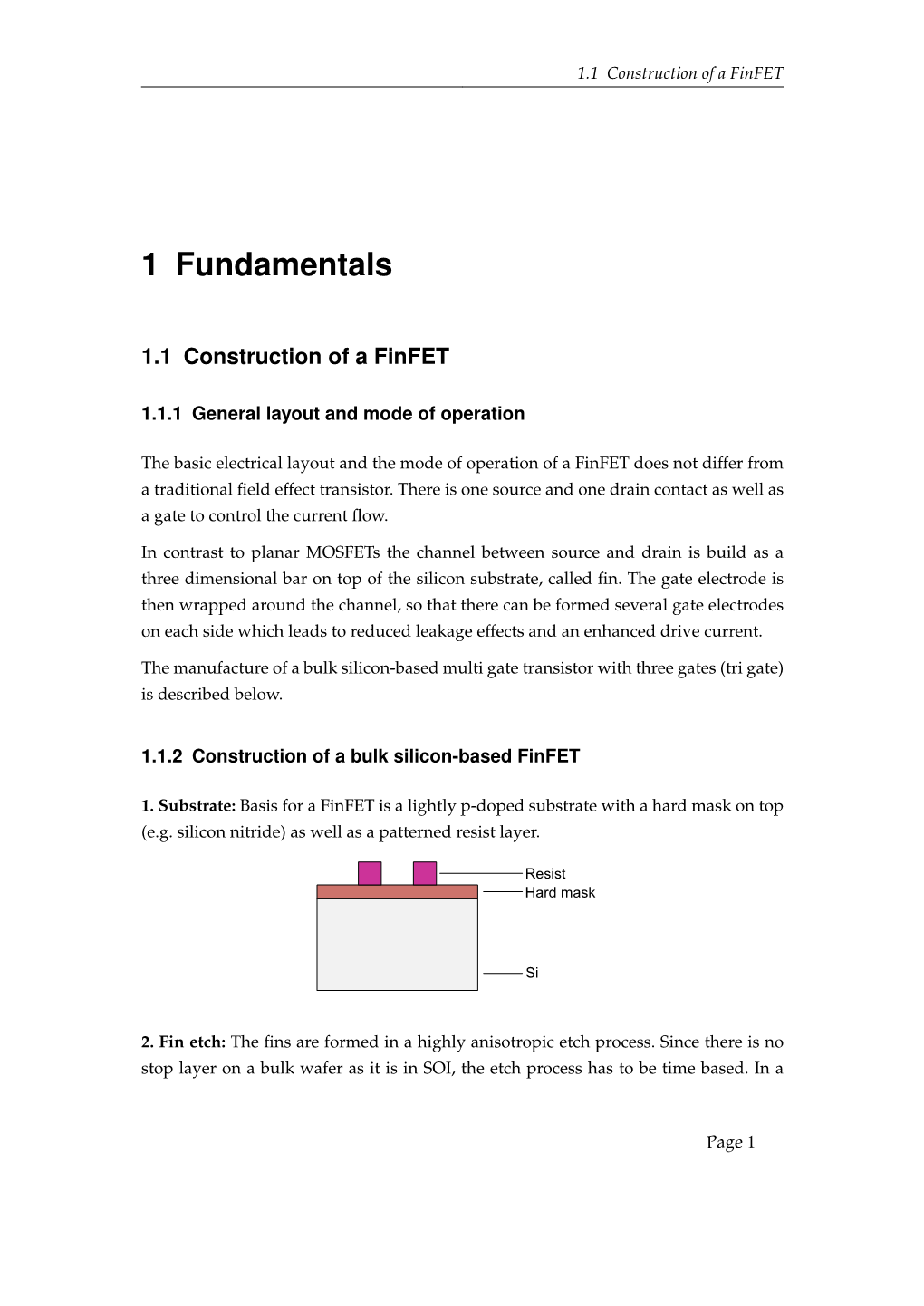 Construction of a Finfet