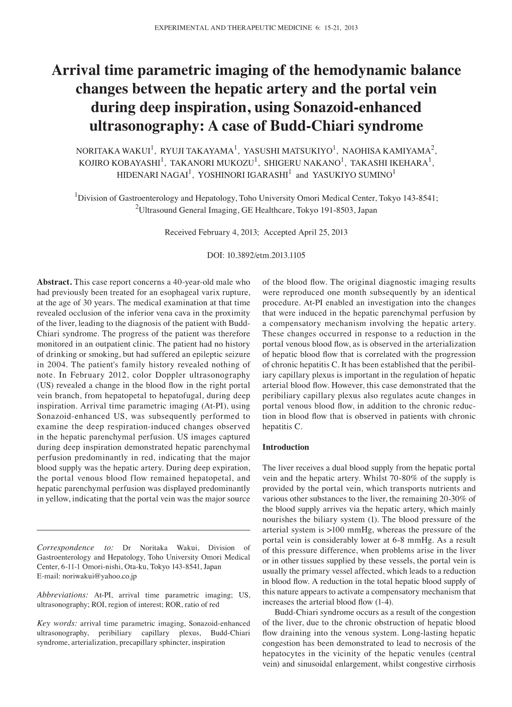 Arrival Time Parametric Imaging of the Hemodynamic Balance Changes