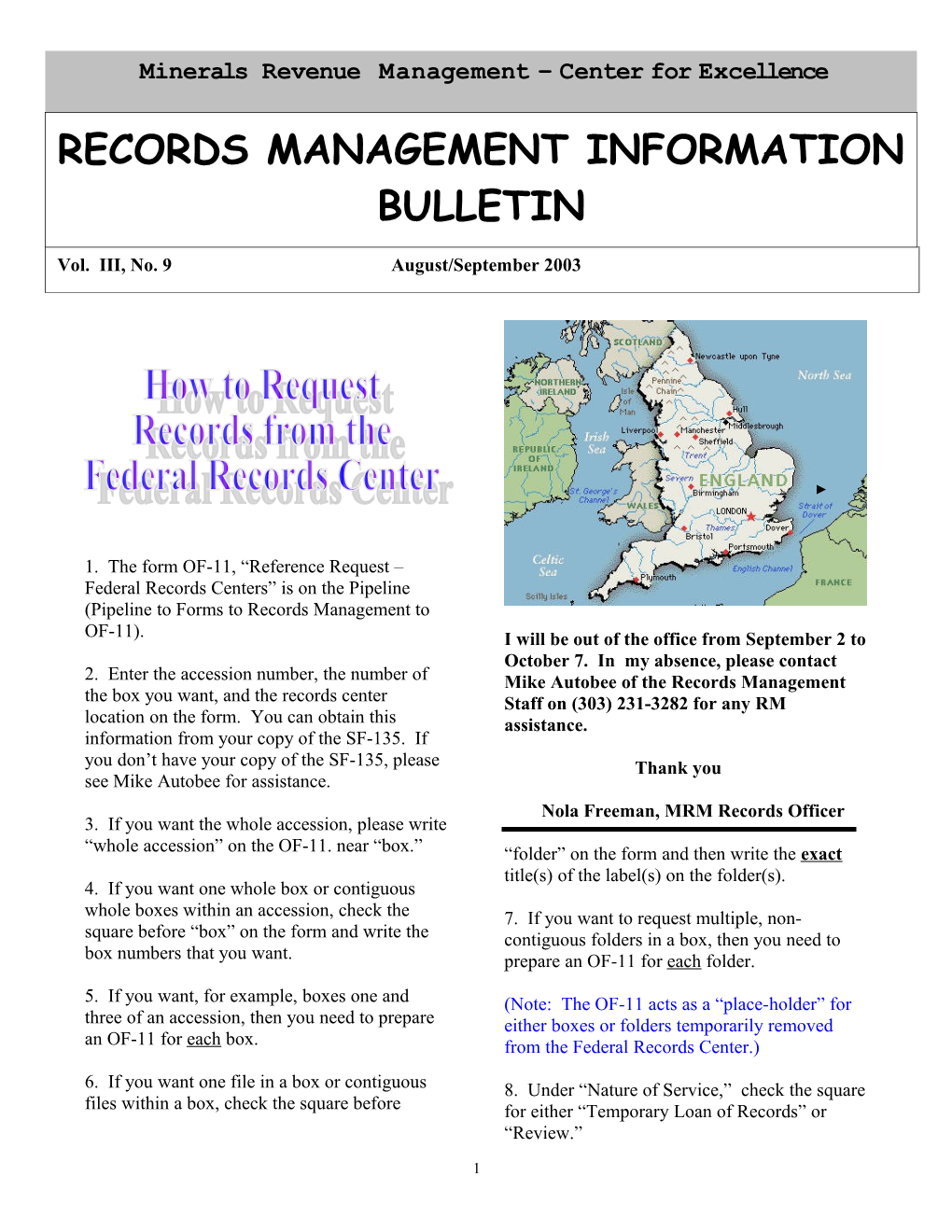 Records Management Information Bulletin