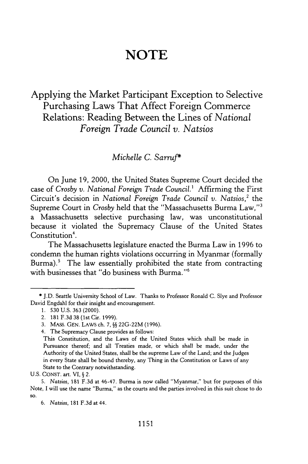 Applying the Market Participant Exception to Selective Purchasing Laws That Affect Foreign Commerce Relations