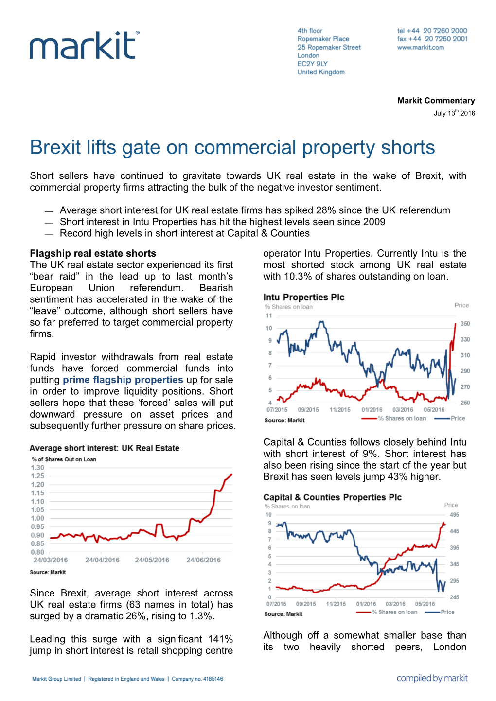 Brexit Lifts Gate on Commercial Property Shorts