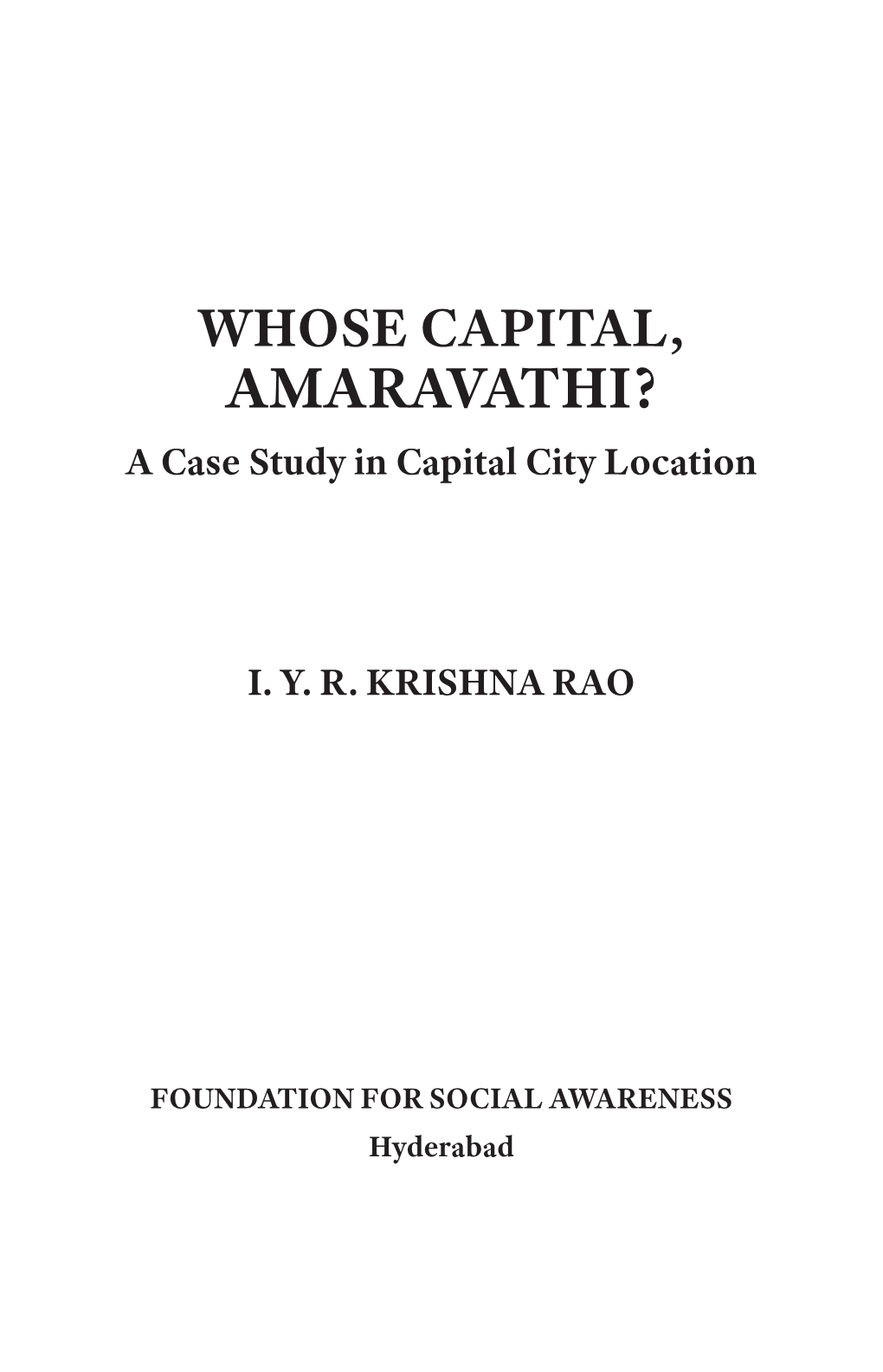 AMARAVATHI? a Case Study in Capital City Location
