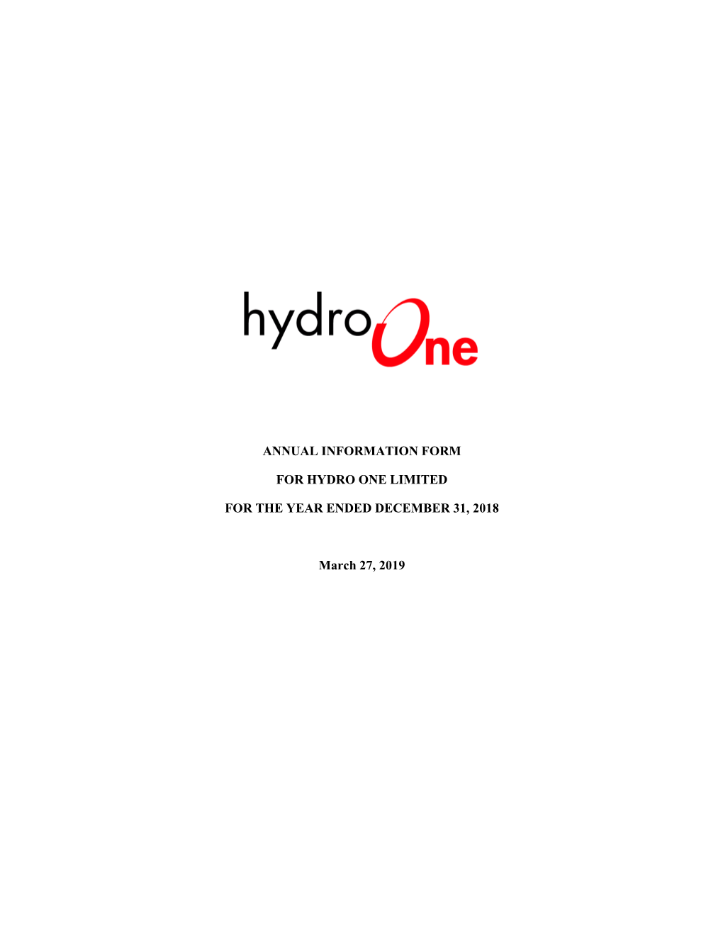 Hydro One Limited AIF 2018.Pdf